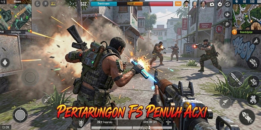 Screenshot menampilkan aksi intens dari gameplay FPS 5ZK.