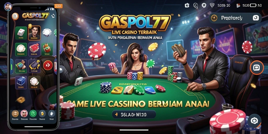 Screenshot utama GASPOL77 menampilkan gameplay Live Casino yang seru.