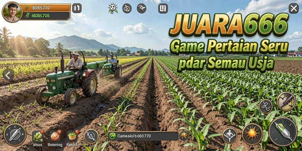 Tampilan gameplay JUARA666 dengan desain peternakan yang menarik.