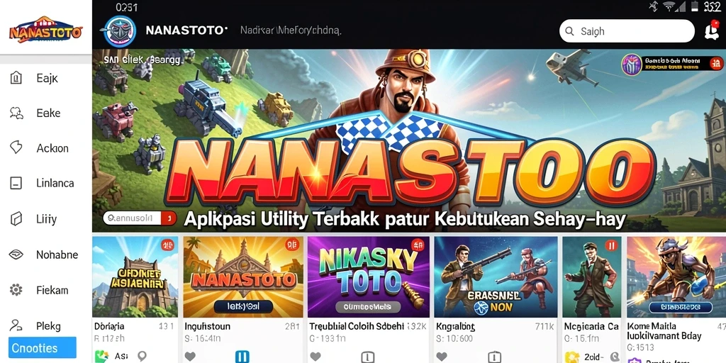 Tampilan utama NANASTOTO dengan fitur-fitur Utility yang menarik.